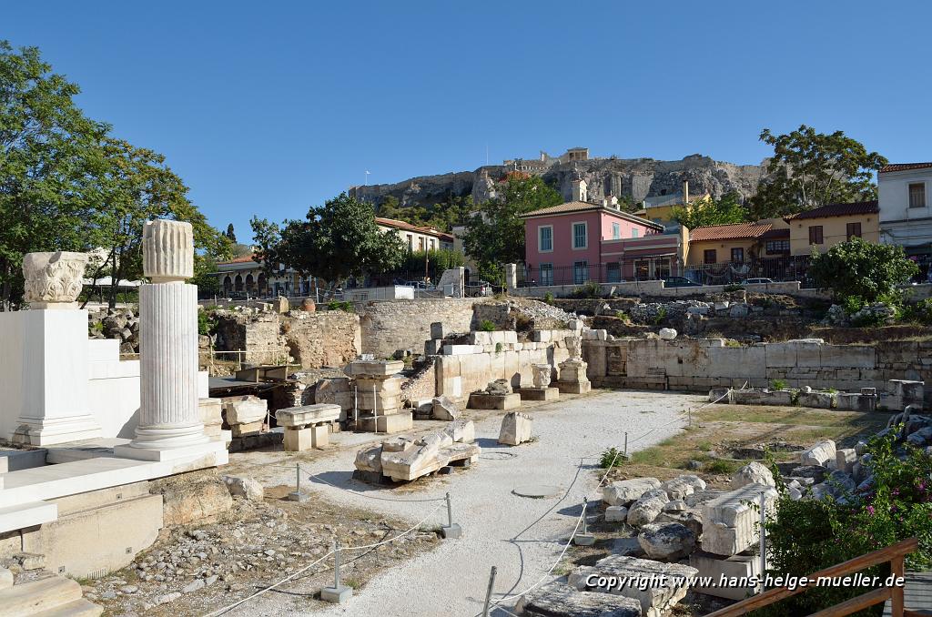 Library of Hadrian, in the background the Acropolis